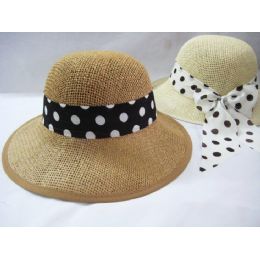 36 Wholesale Ladies Polka Dot Summer Hat Assorted Colors