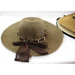 36 Wholesale Ladies Summer Hat Assorted Colors With Chain Link Design
