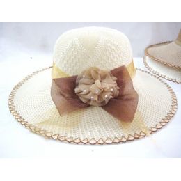36 Pieces Ladies Summer Hat Solid Colors Solid With Accent Bow - Sun Hats