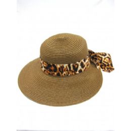 36 Wholesale Ladies Animal Print Summer Hat Assorted Colors