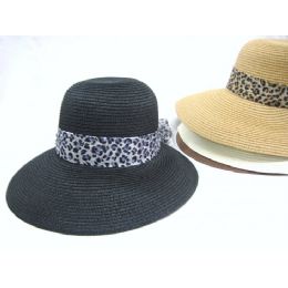 36 Wholesale Ladies Animal Print Summer Hat Assorted Colors
