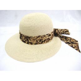 36 Wholesale Ladies Animal Print Summer Hat Assorted Colors