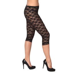 36 Wholesale Women's Black Lace Capri Leggings