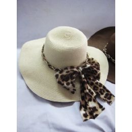 36 Pieces Ladies Cheetah Print Bow Summer Hat Assorted Color - Sun Hats