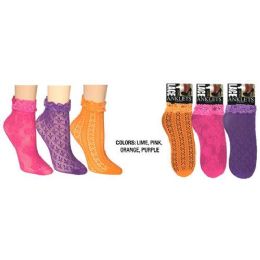 96 Wholesale Women's Lace Ankle Socks