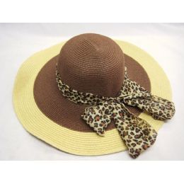 36 Pieces Ladies Cheetah Print Bow Summer Hat Assorted Colors - Sun Hats