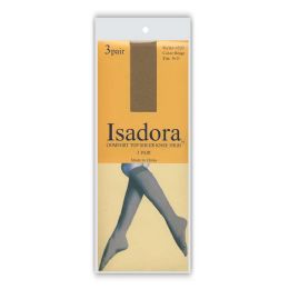 60 Pairs Queen Size 3 Pack Comfort Top Isadora Sheer Knee High Solid French Coffee - Womens Knee Highs