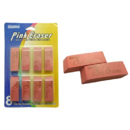 96 Wholesale Eraser Set Pink 8 Pcs 4b