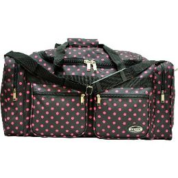 12 Wholesale "E-Z Tote" 25" Black With Pink Polka Dots Duffel Bag