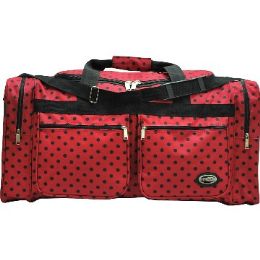 12 Wholesale "E-Z Tote" 30" Red W/ Black Polka Dots Duffel Bag