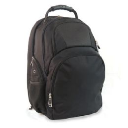 6 Pieces 900 Denier Nylon Commuter Backpack 11" X 4.75" X 17"- Black - Backpacks 15" or Less