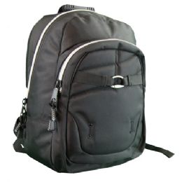 6 Pieces 1680 Denier Nylon Manhattan Backpack 13.25" X 9.5" X 19"- Black - Backpacks 15" or Less