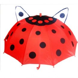 24 Wholesale Kids Ladybug Print Umbrella