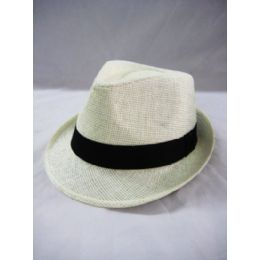 36 Wholesale Fashion Straw Fedora Hat Black Color