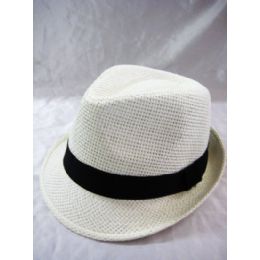 36 Wholesale Fashion Straw Fedora Hat White Color