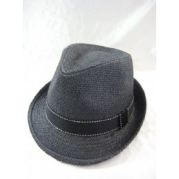 36 Wholesale Fashion Straw Fedora Hat Black Color
