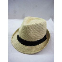 36 Wholesale Fashion Straw Fedora Hat Khaky Color