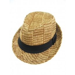 36 Wholesale Fashion Straw Fedora Hat Brown Color