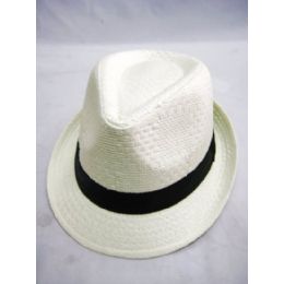 36 Wholesale Fashion Straw Fedora Hat White Color