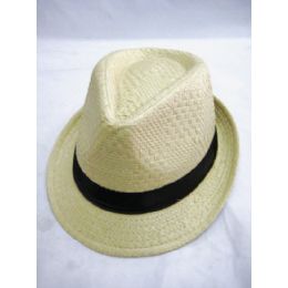36 Wholesale Fashion Straw Fedora Hat Tan Color