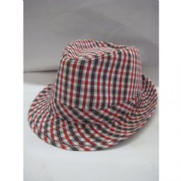 36 Wholesale Fashion Fedora Hat Stripped Red Color Only