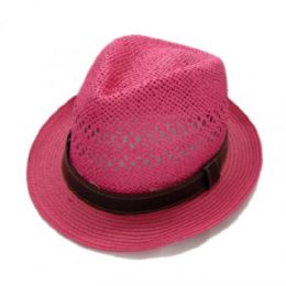 36 Pieces Fashion Fedora Hat Pink Color Only - Fedoras, Driver Caps & Visor