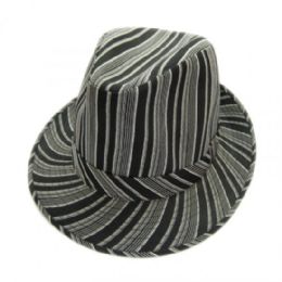 36 Wholesale Fashion Stripped Fedora Hat