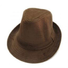 36 Wholesale Fashion Fedora Hat Brown Color Only