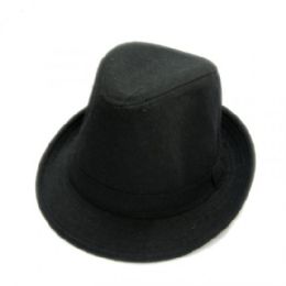 36 Wholesale Fashion Fedora Hat Black Color Only