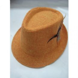 36 Wholesale Fashion Fedora Hat Orange Color Only