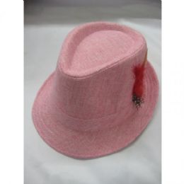 36 Wholesale Fashion Fedora Hat Pink Color Only