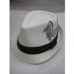 36 Wholesale Fashion Fedora Hat White Color Only