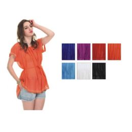 36 Wholesale Womens Solid Fashion Top Assorted Colors