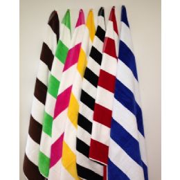 12 of Cabana Stripes -Velour Finish 100% CottoN-Soft And Plush Royal Blue/white Color