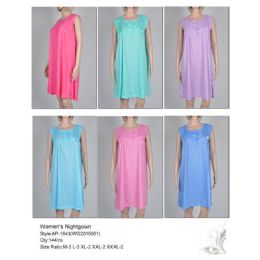 72 Wholesale Ladies Sleeveless Summer Nightgown Assorted Styles