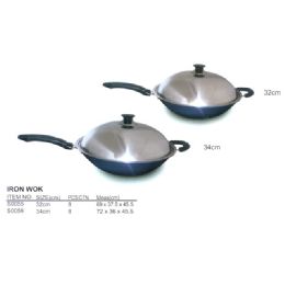 8 Pieces 34 Cm Wok With Lid  - Pots & Pans