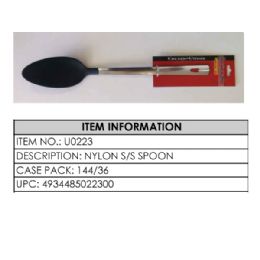144 Wholesale Nylon Stainless Steel Cooking Spoon