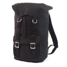 4 Wholesale Voyager Canvas Backpack; Lightning Textiles 999 Polycotton; 11" X 21" X 7" In Black