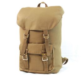 4 Wholesale Voyager Canvas Backpack; Lightning Textiles 999 Polycotton; 11" X 21" X 7" In Khaki