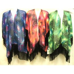 12 Wholesale Space Star Effect Beach Cover Up With Fringes