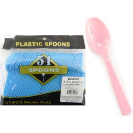 144 Wholesale Spoons 51pc Blue Pink