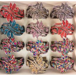 24 Wholesale Rhinestone Fancy Bangle Assorted Colors