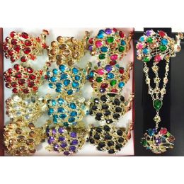12 Wholesale Fancy Bangle Rhinestone Peacock Design Assorted