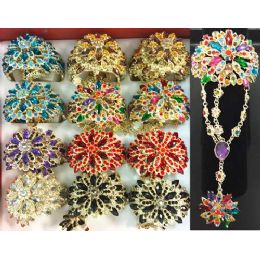 12 Wholesale Fancy Bangle With Floral Design And Large Ring
