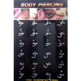 24 Wholesale Surgical Steel Nose Ring Stud Body Piercing Jewelry