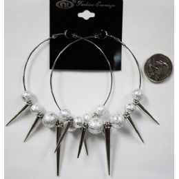 96 Pieces Silver Colored Big Loop With Spike Earring - Earrings