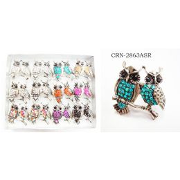96 Wholesale Double Owls On A Branch Assorted Colors
