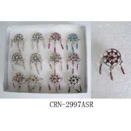 96 Wholesale Rhinestone Rings With Dream Catcher Design Assorted