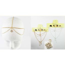 96 Pieces of Rhinestone Headband Chain Gold And Silver Assorted