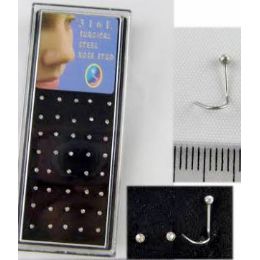120 Wholesale Clear Color Rhinestone Nose Studs Screw Ring